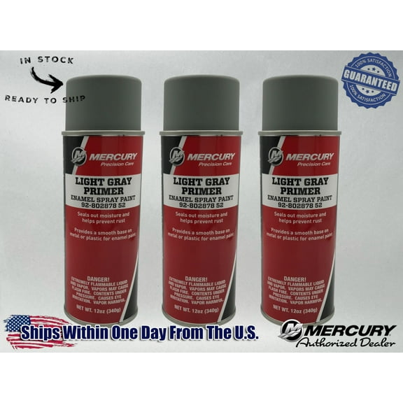 Mercury Genuine OEM Light Grey Primer Spray Paint 12 OZ 92-80287852 3 Pack
