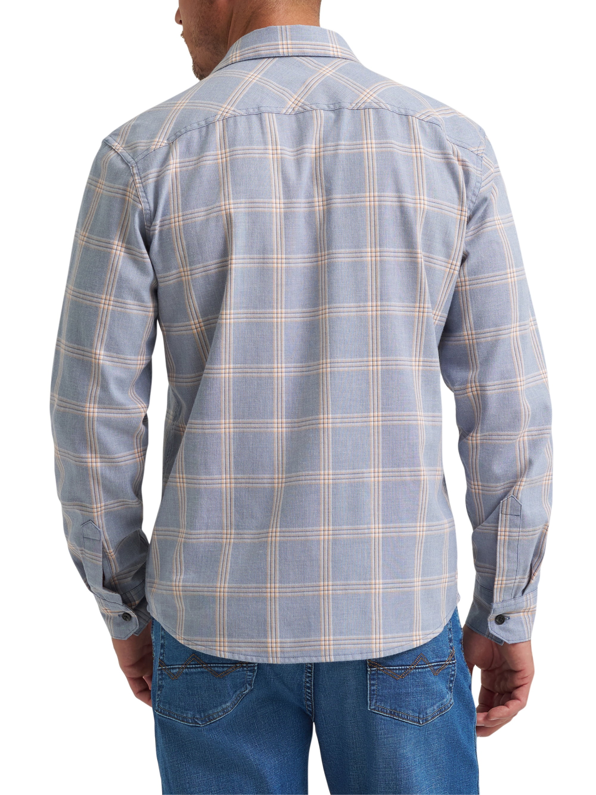Wrangler® Men's Slim Fit Long Sleeve Woven Twill Shirt with Sunglasses Cleaner, Sizes S-5XL