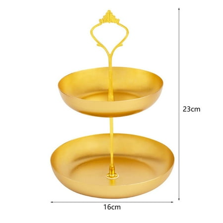 

Two Tiered Iron Serving Stand Fruit Snacks Tray Round Platter Cupcakes Fruits Dessert Tea Cake Stand for Kitchen Party