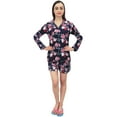thumbnail image 4 of Bimba Navy Blue Floral Print Women Sleepwear Shirt & Shorts 2 Pcs Nightwear - 20, 4 of 8