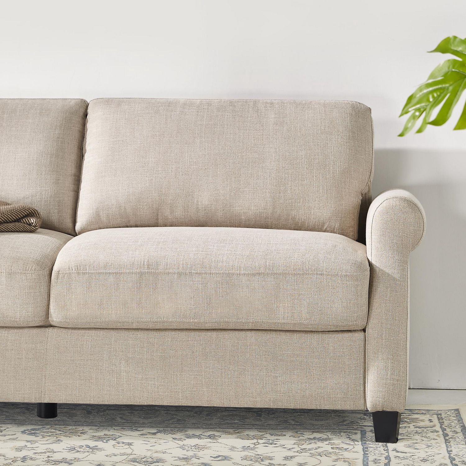 Zinus Josh Traditional Modern 3-Seater Upholstered Sofa Couch, Beige