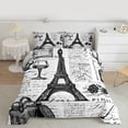 thumbnail image 2 of Manfei Vintage Eiffel Tower Bedding Comforter Set 2pcs, Retro Paris Twin Comforter Sets, Newspaper Print Bedding Set, Ultra Soft Home Decor, 2 of 8