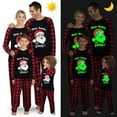 thumbnail image 2 of Pijamas familiares a juego navideños Luminosos y brillantes Dear Santa We Good Conjunto de pijamas negros, 2 of 4