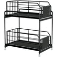 thumbnail image 2 of Pull Out Cabinet Organiser, 2-Tier Spice Rack, Kitchen Cupboard Organiser, Heavy Duty Metal Spice Rack Shelf, 14.2 x 7.5 x 12.6 in, Black Double Layer Design, 2 of 7
