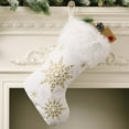 thumbnail image 2 of White Snowflake Christmas Stocking - Embroidered Short Plush Sock, Classic Holiday Decoration for Tree, Fireplace, Kids Gift Bag, 2 of 2