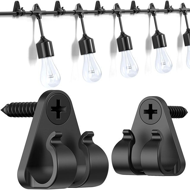 Cadena de luces Light Hooks Lewufe para exteriores, paquete de 50, color negro