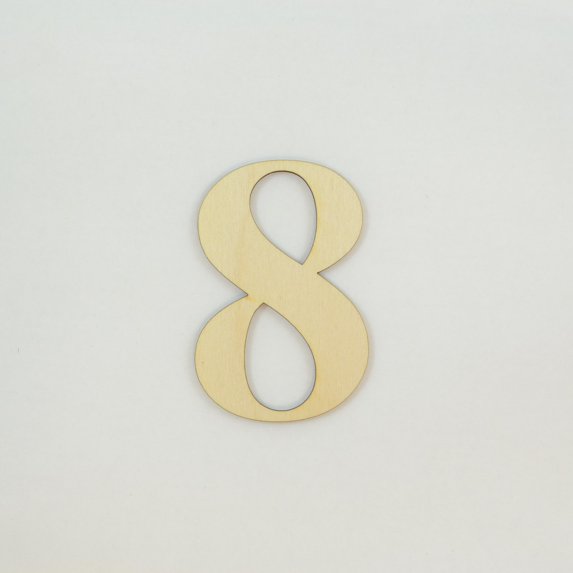 1 Pc, 8 Inch X 1/4 Inch Thick Times New Roman Bold Wood Numbers 8 Great For Craft Project & Different Decor