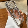 thumbnail image 6 of Magnetic Clear Glitter Case for iPhone 17 Pro Max,[Compatible with MagSafe] Cute Bling Sparkly Diamond Rhinestone with Camera Protector TPU Bumper Women Girl Case for iPhone 17 Pro Max,Silver, 6 of 9