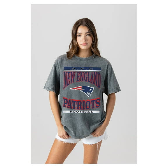 Women's Gameday Couture Gray New England Patriots Oversized Classic Grind Washed T-Shirt