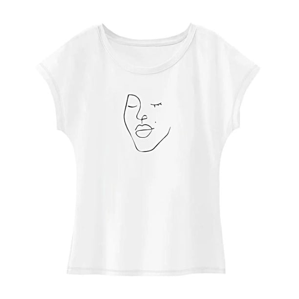 Camiseta para mujer jinwen Cuello Redondo Moda de Verano L