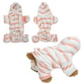 thumbnail image 1 of Polar Coral claro rojo raya verde Otoño Invierno cuatro pies sudaderas con capucha para mascotas ropa pijamas cálidos ropa para perros gatos, 1 of 8