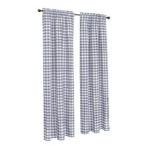 2 Pack: Country Chic Plaid Gingham Check Rod Pocket Window Curtain - Gray, 63 in. Long