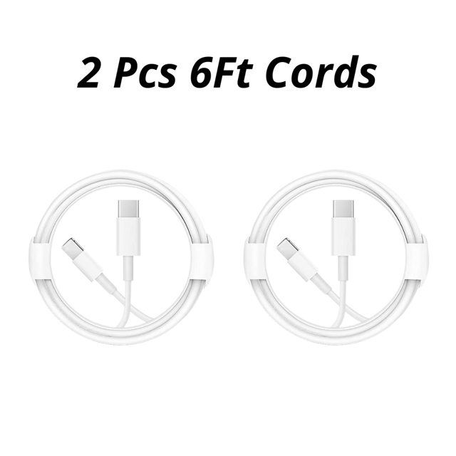 2 Pack USBC Phone Charger Cable, Tebo USB Type C to Lightning Cable 6ft White