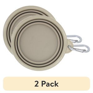 Collapsible Silicone Travel Pet Bowl with Carabiner (2-Pack)