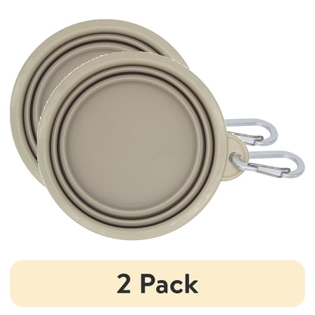 (2 pack) Vibrant Life 12 oz Silicone Collapsible Bowl, Tan