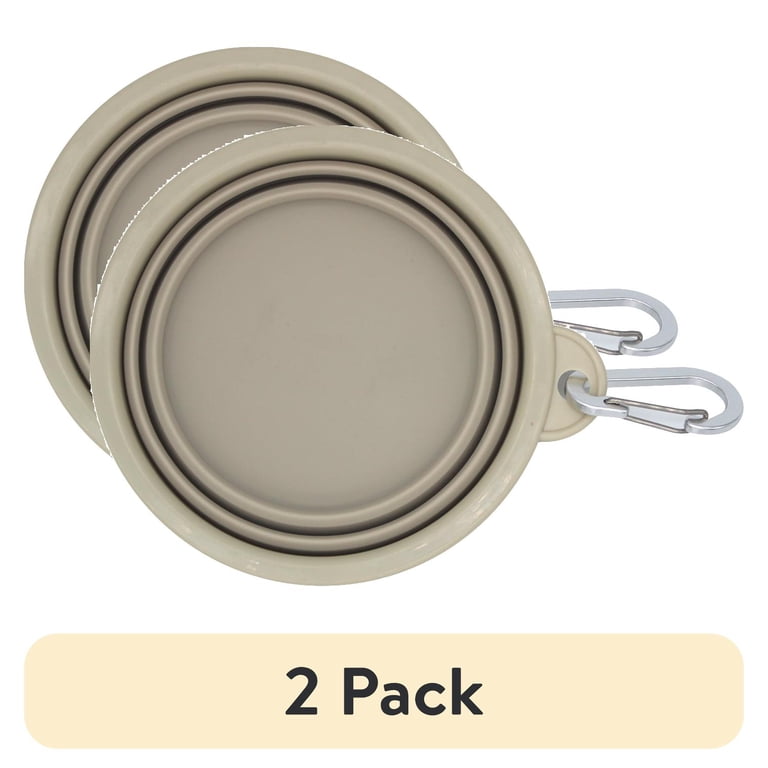 Collapsible Silicone Travel Pet Bowl with Carabiner (2-Pack) photo 1
