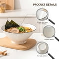 thumbnail image 3 of Ramen Bowls Set of 4, 33 oz Ceramic  Style Noodle Bowls, 8 Inch Conical Pho and Udon Bowls with Black Rim, Ribbed Texture, Microwave & Dishwasher Safe, 3 of 6