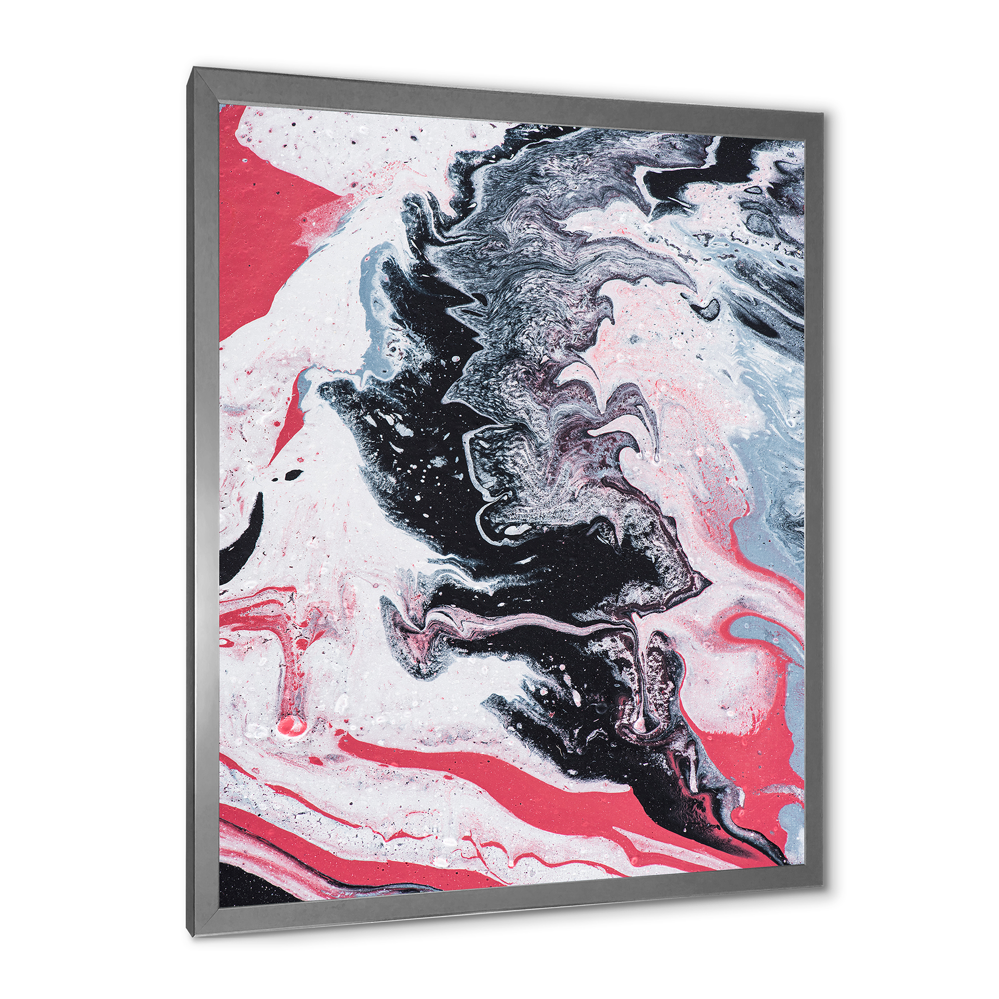 Designart 'Abstract Marble Composition In Gray and Pink I' Modern Framed Art Print