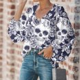 thumbnail image 2 of Blusa de manga larga con cuello en V para mujer, informal, sexy, a la moda, con estampado de Halloween Pompotops  FGAJ14634, 2 of 8