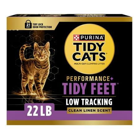 Purina Tidy Cats Tidy Feet Low Tracking Cat Litter, Clean Linen Scent, 22 lb Box