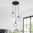 thumbnail image 5 of Black Industrial Glass Pendant Light - 3-Light Wrought Iron Ceiling Fixture with 55" Adjustable Cord & 12" Ceiling Plate, E26 Sockets*3 for Dining Room, 5 of 10