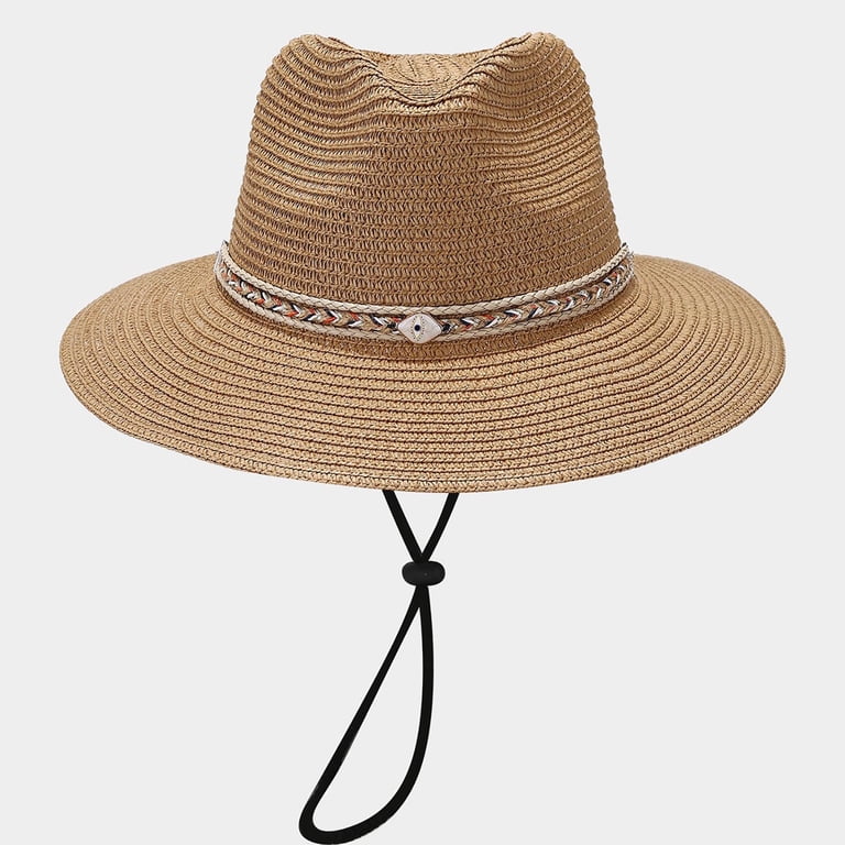 Unisex Straw Cowboy Hat Woven Braided Band With Chin Strap  display picture 1
