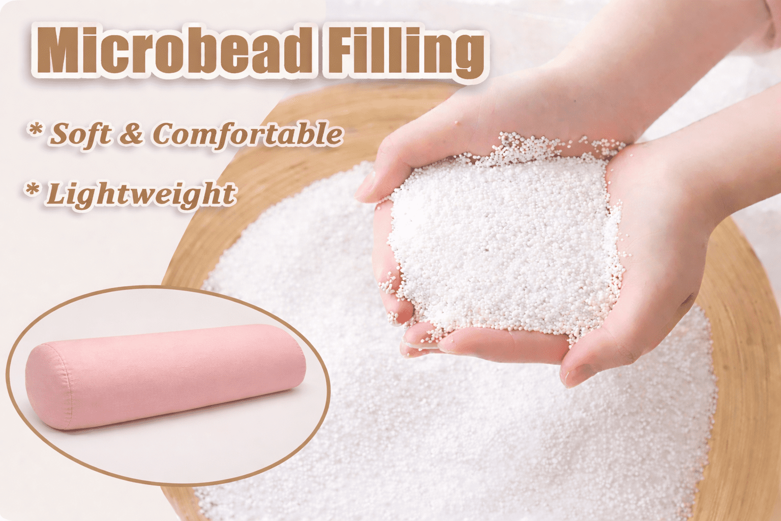 Mushy Pillows Compact Body Pillow – Moldable Microbead Support for Side Sleepers, 30" x 8"