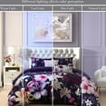 thumbnail image 3 of Bebejan Morning Glory 5 Piece Comforter Set, Purple, King,  100% Cotton Sateen, Reversible, All Season, Cozy Comfort, 3 of 10