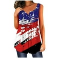 thumbnail image 2 of Spring Tops for Women Womens July 4th American Flag Patriotic Tank Tops Women Printing O-Neck Button Sleeveless Vest Short Tank T-Shirt Blouse Tops, 2 of 4
