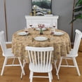thumbnail image 2 of Brown Christmas Pattern Round Tablecloth 60"x60",Wrinkle Wipeable Table Cloth for Kitchen Dining Room Picnic Patio Party, 2 of 6