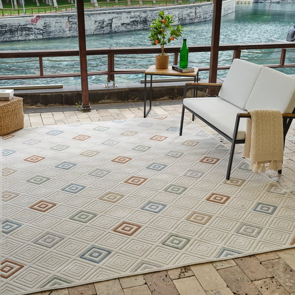 Rug Branch Alfombra Modern Abstract Indoor Area Rug, Cream Beige - 5'x7'