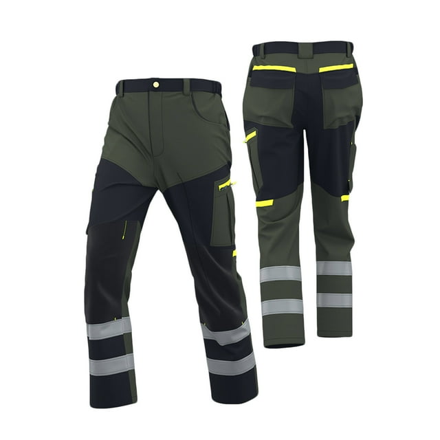 Leodye Pantalon Cargo Patchwork pour Hommes Léger Imperméable Séchage Rapide Pêche Randonnée Travail avec Multi-Poches Vert Armée P(S)