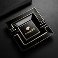 thumbnail image 4 of Cigar ashtray ceramic large diameter double slot cigar holder office ashtray,黄色, 4 of 11