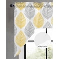 thumbnail image 5 of Grey and Swag Valance and Tier Curtains Set Yellow Olive Leaf Texture Watercolor Kitchen Curtains 3 Piece Set Rod Pocket Panels for Bedroom Cafe 56x36 inch, 5 of 6