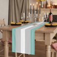 thumbnail image 2 of Turquoise Grey Stripe Table Runner, Modern Art Horizontal Striped Washable Cotton Linen Table Runners 108 Inches Long, Dresser Scarf Runner for Dining/Living Room/Kitchen/Square Tables 13''x108'', 2 of 9