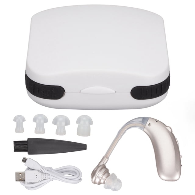 Audífonos recargables por USB, amplificador de sonido inalámbrico de 6 niveles de volumen para oído izquierdo y derecho