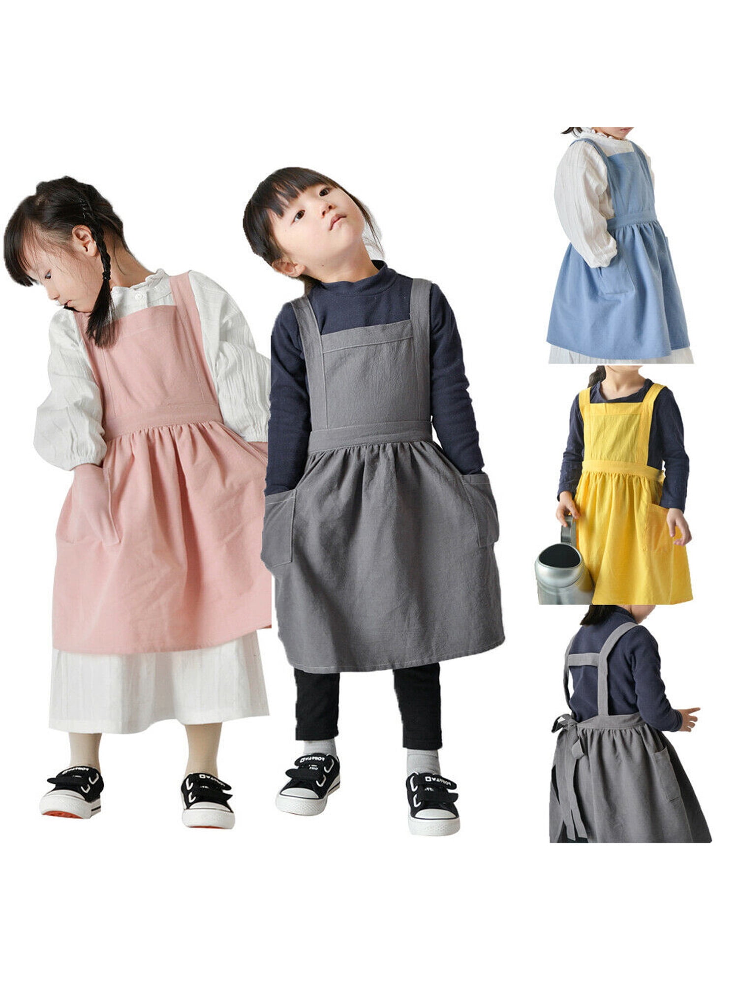 Children Aprons With Pockets Chef Apron Kitchen Cooking Aprons Waitress  Server Pinafore Polyester Plain Color Garden Apron For Girl Boys Kid From  Happinessker, $2.12