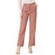 thumbnail image 1 of INSPIRE CHIC Pantalones a cuadros casuales para mujer, bolsillos, pierna recta, trabajo, oficina, pantalones beis rojo S, 1 of 5