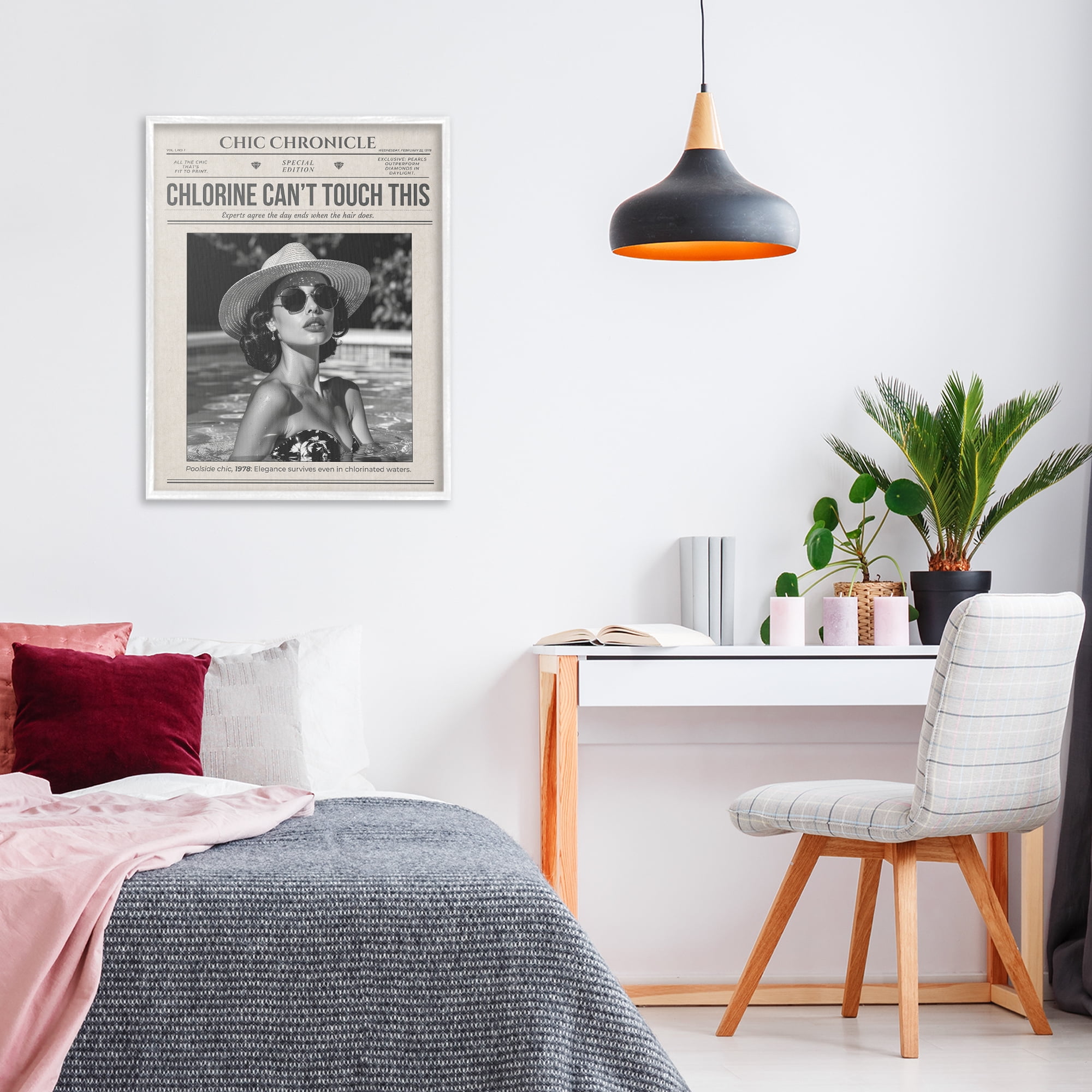Chic Chronical Vintage Magazine White Framed Giclee Art, design by A Barefoot Stylist