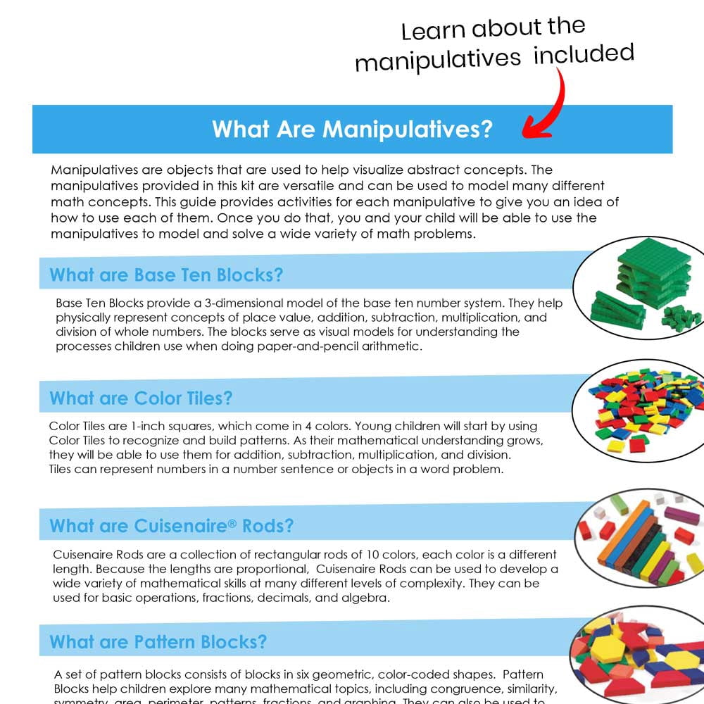 hand2mind Take Home Math Manipulatives Kit For Kids Grade K-2