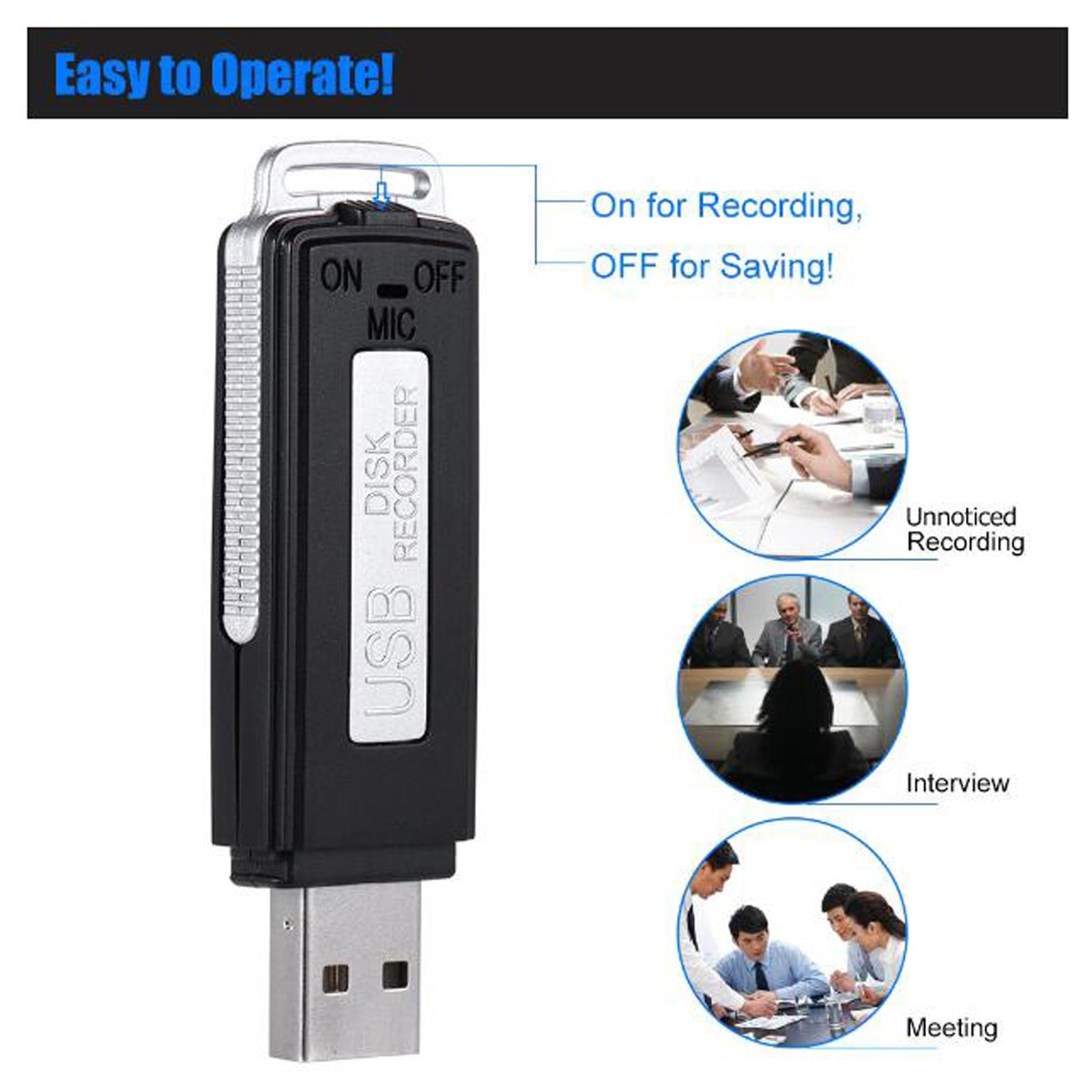 8GB Portable USB Digital Audio Voice Recorder for Smart Home and Use