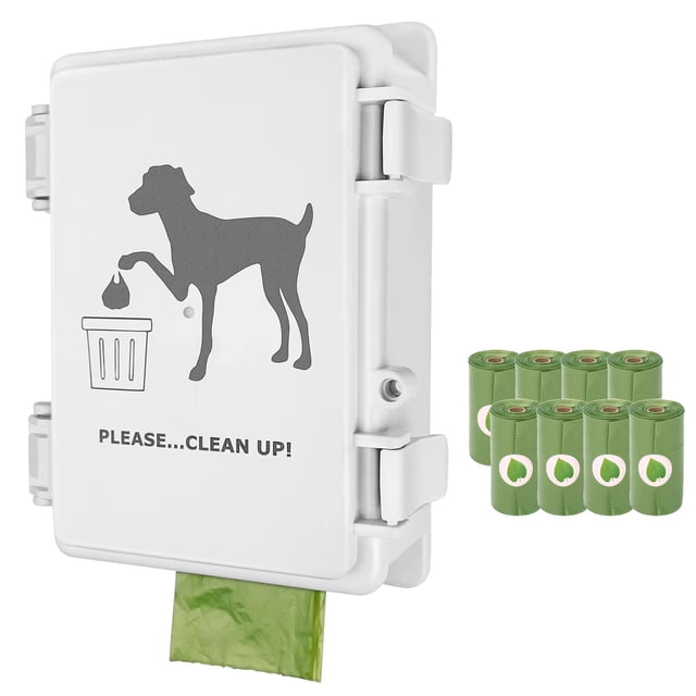 Porta bolsas para excremento de perro Onybte montado en pared para exteriores con 8 rollos