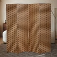 thumbnail image 2 of 4 Panel Room Dividers Foldable Privacy Screen Decorative Indoor Screen 6TF Wooden Office Dividers Partition Wall for Home, Office, Bedroom, Brick, 2 of 7