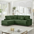thumbnail image 2 of 93 Inch L Shaped Sectional Sofa with Reversible Chaise Lounge, Upholstered Corduroy Couch for Living Room and Apartment, Convertible Design with Washable Covers (Green), 2 of 9