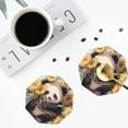 thumbnail image 5 of Pofeuu Clear Sky Cute Sunflower Panda Print Leather Coasters Set of 6, Round Cups Mugs Mat Pad for Home Kitchen Heat Resistant Drink Coasters,Octagon, 5 of 7