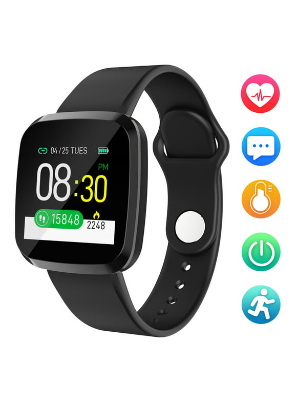 AGPTEK Smart Watch, IP68 Waterproof Fitness Tracker Wireless Bluetooth Wrist Watch with Blood Pressure Monitor, Heart Rate Monitor, Sleeping Monitor for IOS and Android
