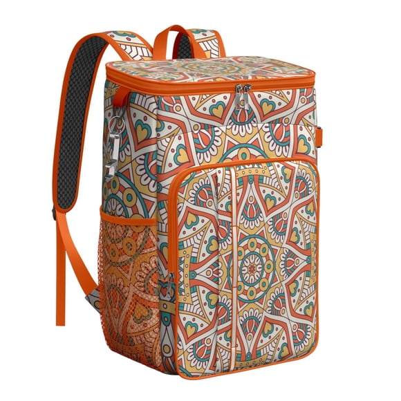 Traditional Meditation Harmony Mandala Cooler Backpack - 20L Insulated Leakproof Backpack for Camping & Beach
