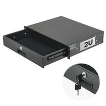 VEVOR 2U Rack Mount Drawer, 50 lbs Max Load-Bearing, Lockable Server Cabinet Case, Sliding Drawer with Lock and Cable Management Holes, for 19 in Network Equipment Server AV Rack or Cabinet Enclosure