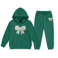 thumbnail image 4 of RMGVDSD Girls Sweatsuit Fall Bow Print Hoodie Sweatshirt Pants Set with Pockets Casual Two Piece Outfit Comfortable Stylish Clothing, 4 of 6