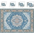 thumbnail image 2 of Reepow 8x10 Blue White Machine Washable Super Soft Faux-Wool Vintage Floral Boho Non-Slip Low Pile Area Rugs for Living Room Bedroom, 2 of 9